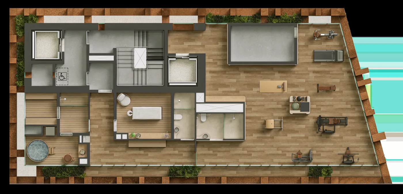 Planta do pavimento Academia / Wellness Auris Residenze