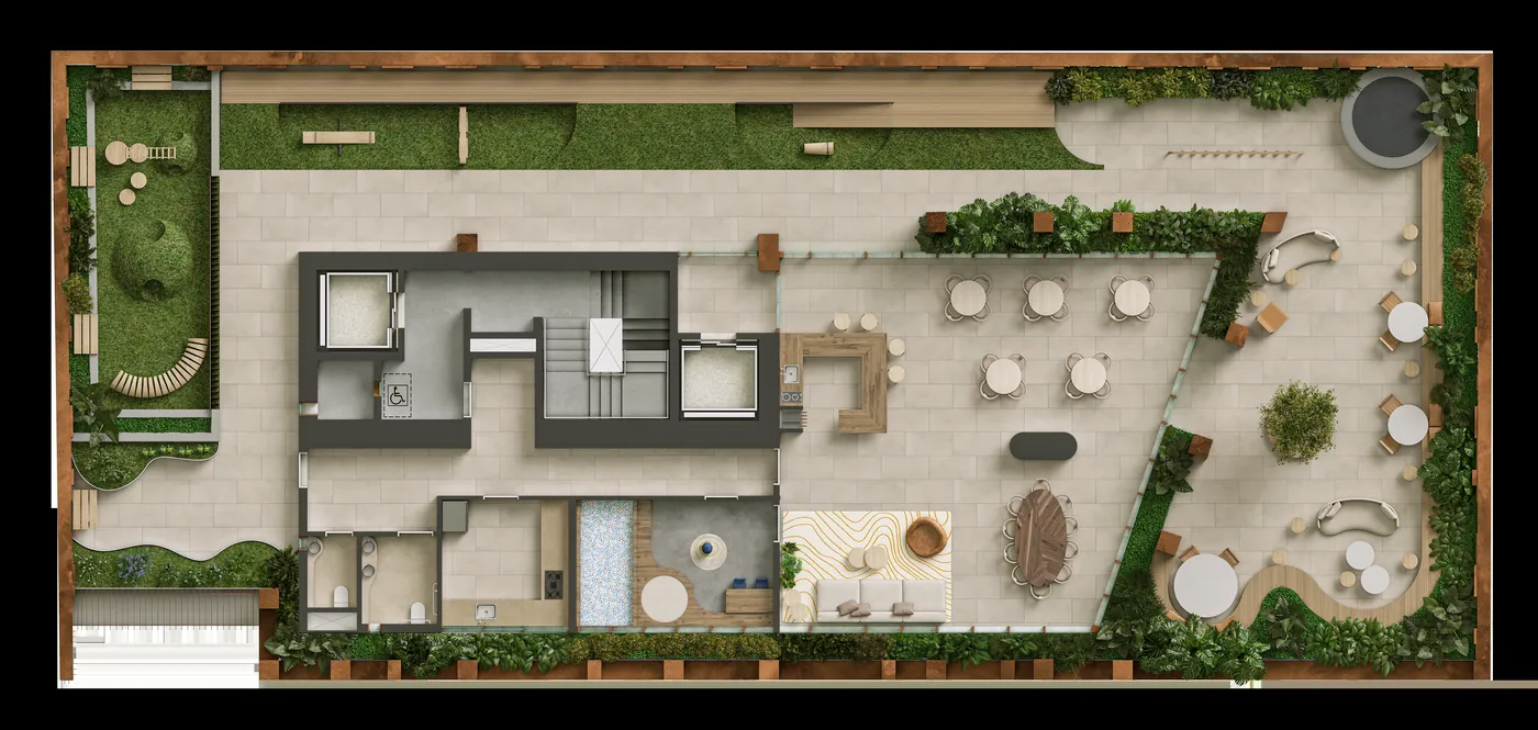 Planta do pavimento Lazer Inferior Auris Residenze