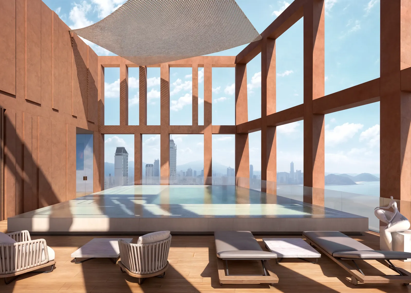 Rooftop Auris Residenze - Piscina infinita com vista para o skyline de Balneário Camboriú